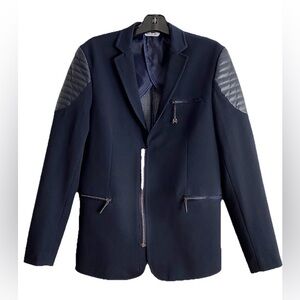 Men's Moto Cross Sport Coat by RON TOMSON RNT 23 Navy Blue Jacket Blazer XL